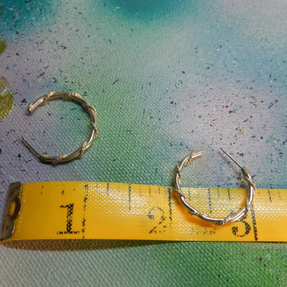 VTG silver pierced hoop earrings silver tone elegant dressy classic circlet glam - Picture 8 of 10